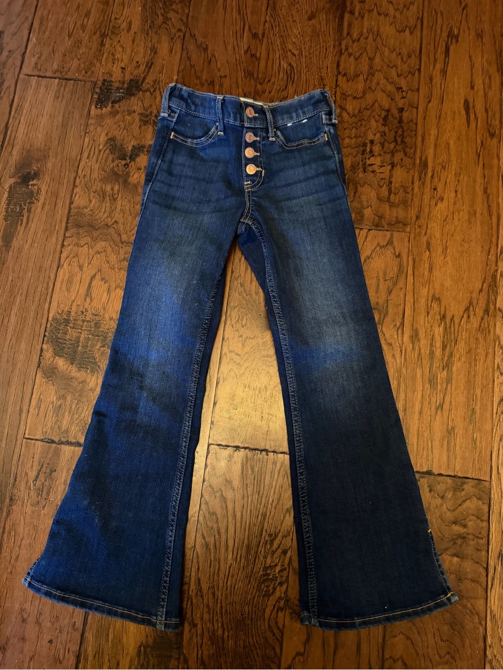 Dark Blue girl's Flared Abercrombie Jeans with Button Fly